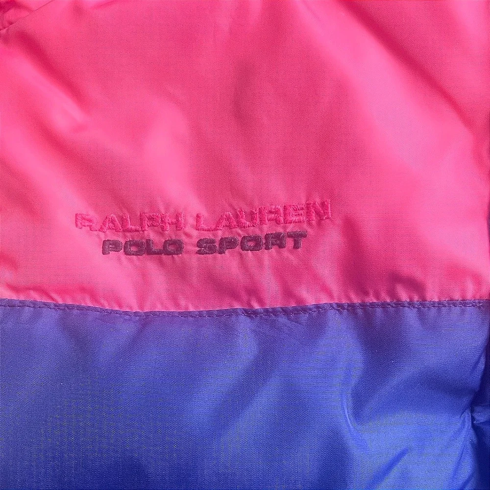 Ralph Lauren Polo‎ Sport Kids Down Jacket Blue Pink Color Block Puffer Size 6/6X